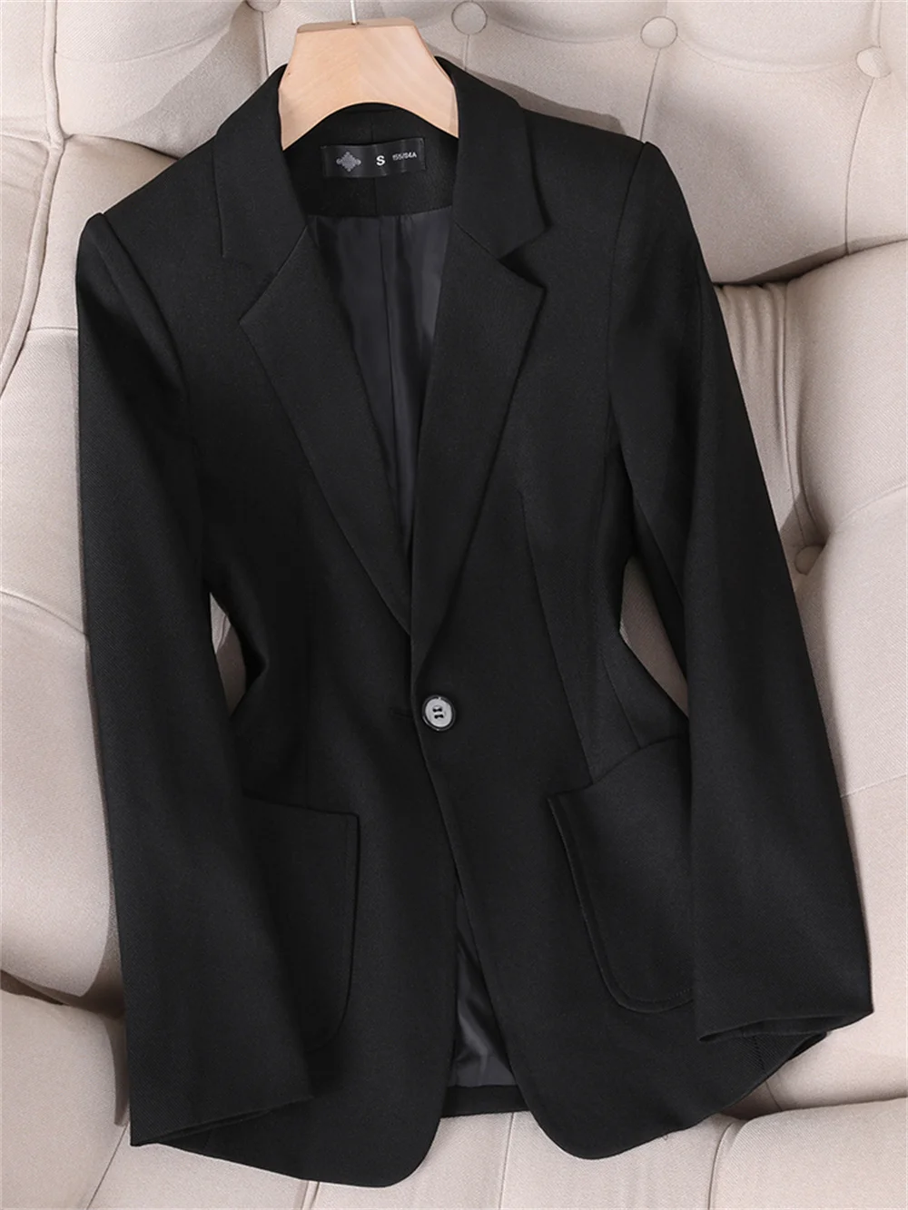 Women Formal Blazer 2023 New in Black White Red Long Sleeve Single Button With Pocket Office Ladies Jacket Business Work Wear