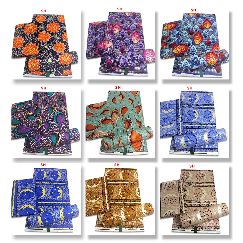 

African Gold Dust Golden Wax Grand Cotton real wax fabric dutch is not easy to crack polyester fabric Tissus