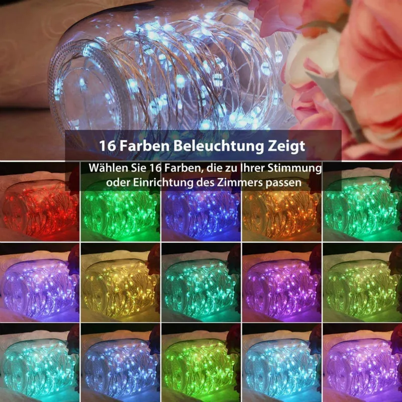 String Lights Fairy Copper Wire String Light 16Colors 4.5V With Waterproof Battery box Room Indoor Holiday Christmas decorate