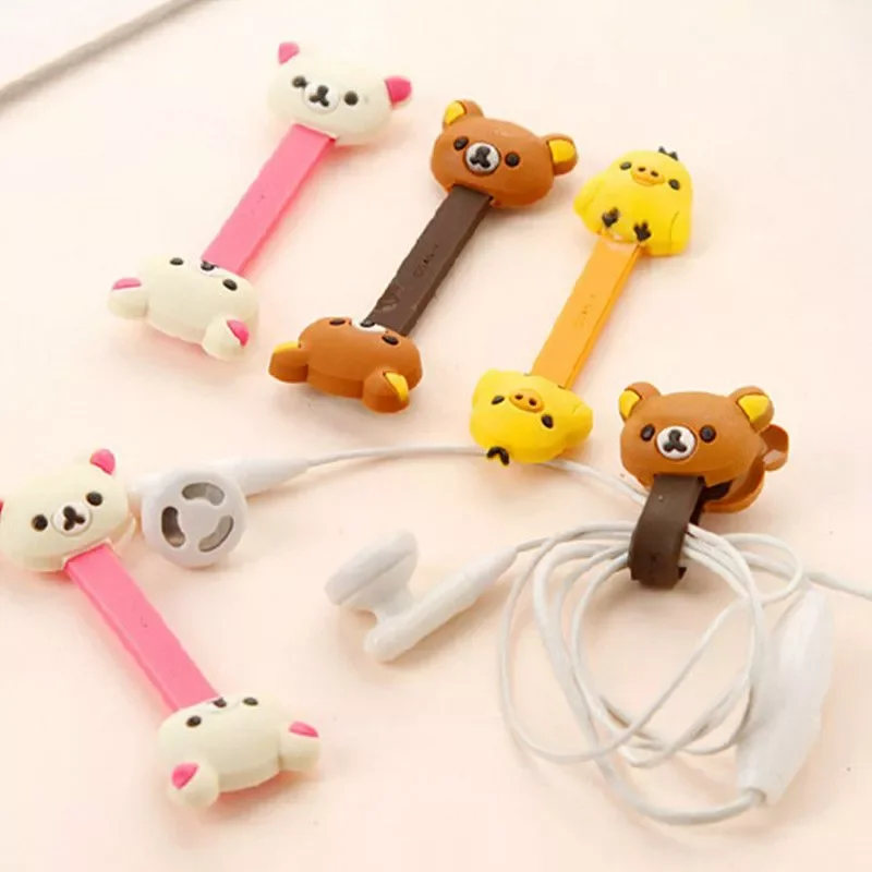

3 pcs Cute Cartoon Mobile Phone USB Cable Cable Winder Cable Control Cable Protector Cover Cable Earphone Line Winding Bag Clip
