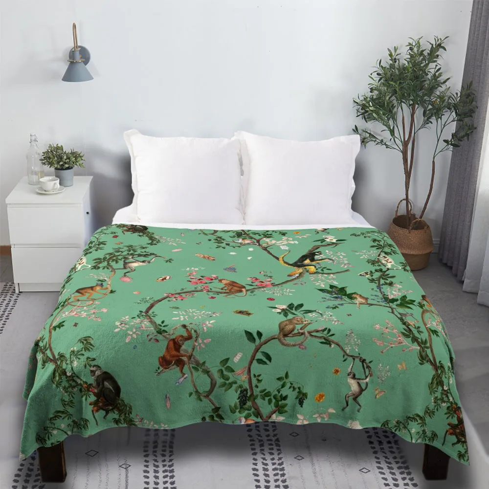 

Monkey World Green Furry Sofa Fresh Fabric Fabric Plaid Throw Blanket