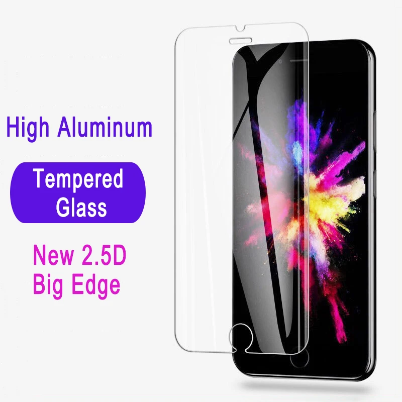 New 2.5D Big Edge Screen Protector for iPhone 7 8 5 5S  6 6S Plus X XS XR 11 12 13 Min 14 Pro Max Tempered Glass Protective Film