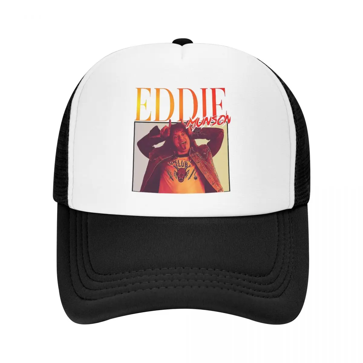 

Eddie Munson HELLFIRE MEMBER SKULL Trucker Hats Stranger Things Eleven Horror Film Mesh Net Baseball Cap Hip Hop Snapback Caps