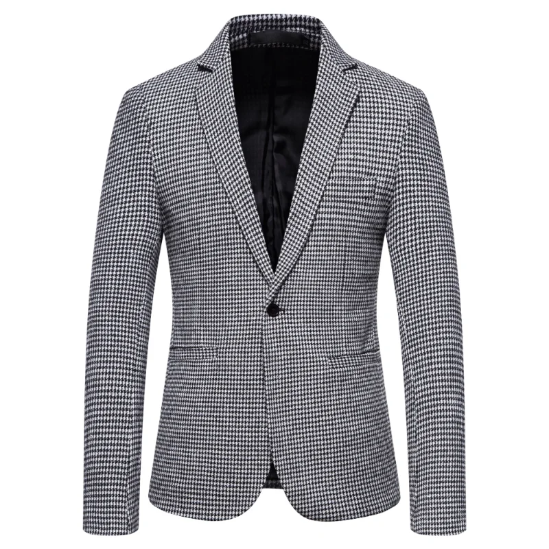 

2022 autumn and winter casual men's plaid suit woolen jacket pure cotton slim-fit British suit Blaser Masculino men's blazer