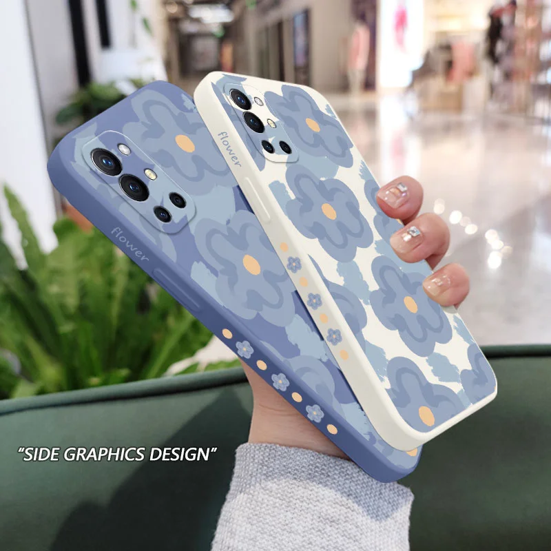 oil painting flower phone case for oneplus 9r 9rt 9 8t 8 7 7t pro 5g liquid silicone cover free global shipping