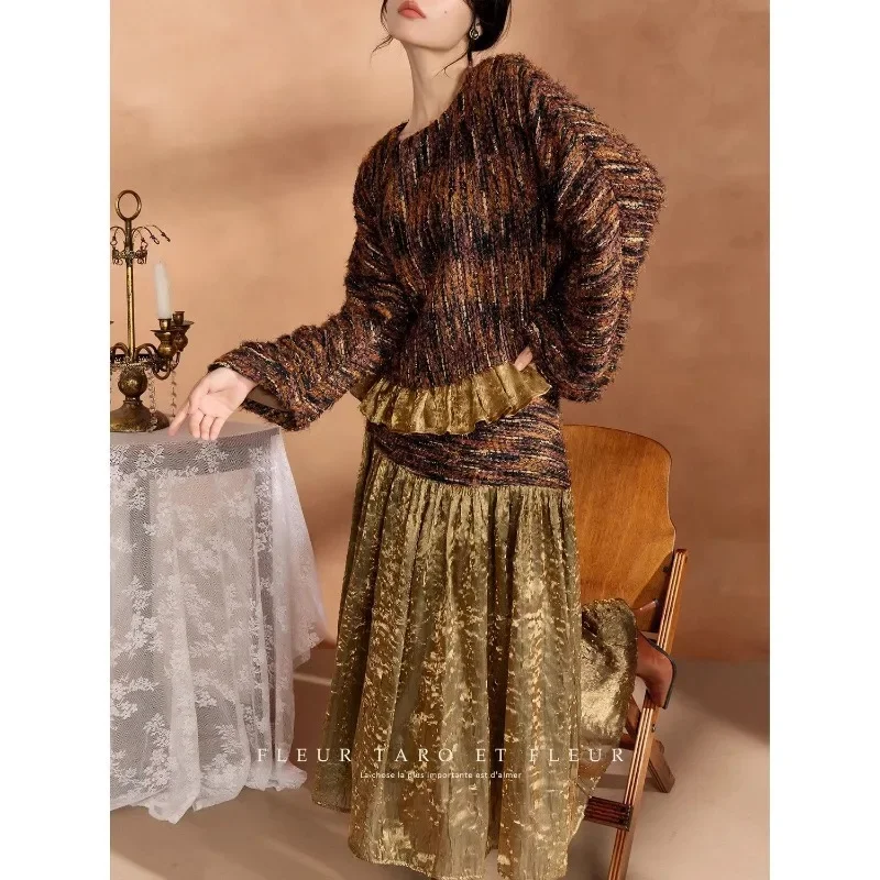 MiiiiX костюм во французском стиле ретро с круглым вырезом свободный шерстяной