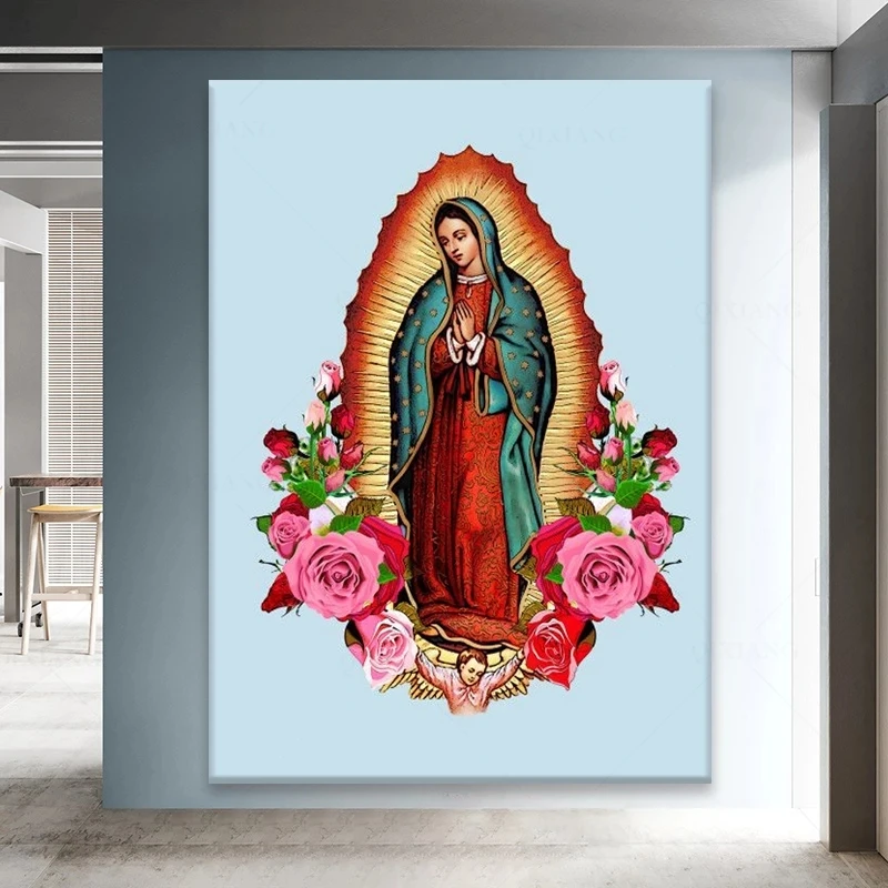 

Our Lady Of Guadalupe Mexican Virgin Mary Mexico Print Fashion Painting Decorative Picture Aisle Living Room Home Decoration