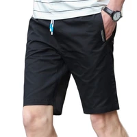 2022 summer new 100 cotton breathable casual fashion shorts mens solid color elastic waistband drawstring five minute pants
