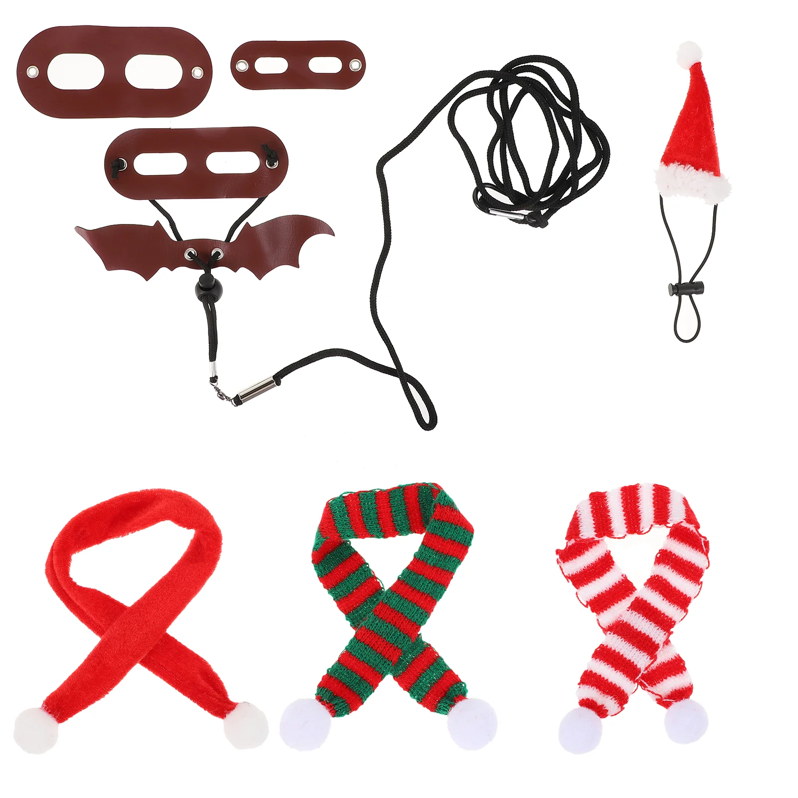 

1 Set Traction Belt Lizard Rope Supplies With Santa Hat Scarves