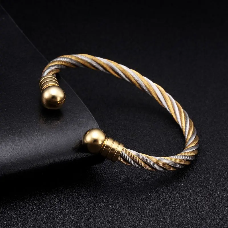 

Men Women Colorful Stainless Steel Braided Open Cuff Bracelets Men Women Luxury Jewelry Sporty Chain Link Charm Bangles