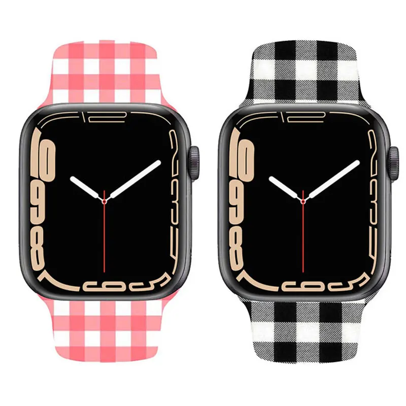

Lattice Strap For Apple Watch Band 44mm correa 40mm 38mm 42mm 45mm 41mm Printing Silicone Bracelet For iWatch Serie 7 6 5 4 3 SE