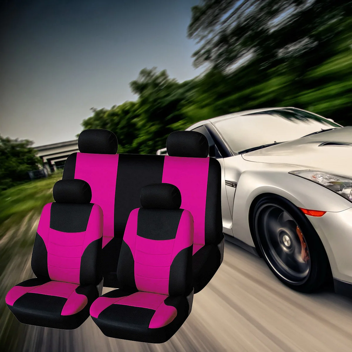 

Universal Classic Car Seat Cover Seat Protector Car Styling Seat Covers Set (Fluorescent Pink)