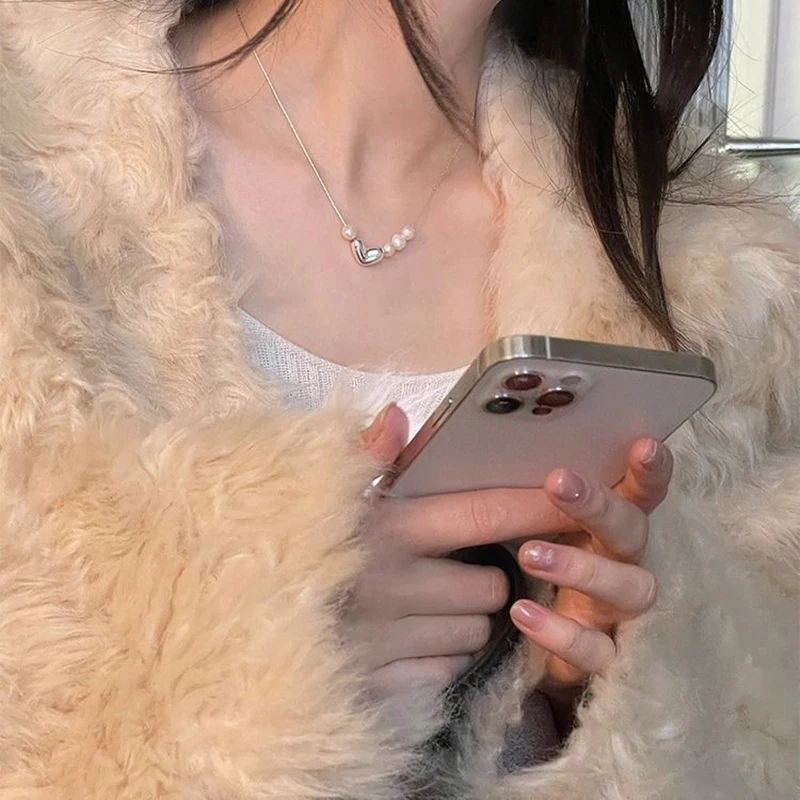 Жемчужное Ожерелье В Форме Сердца Корейском Стиле Простое Универсальное Модное