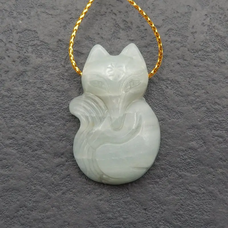 

Natural Stone Amazonite Carved Fox Pendant Bead 36x22x9mm 10g Semiprecious Fashion Jewelry Necklace Accessories