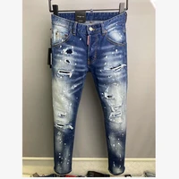 2022 dsquared2 men hole jeans pencil pants motorcycle party casual trousers street denim clothing 9825