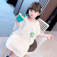 1 6 years old girls nightdress summer thin section girls clothes pajamas short sleeved home clothes baby girl long t shirt vest