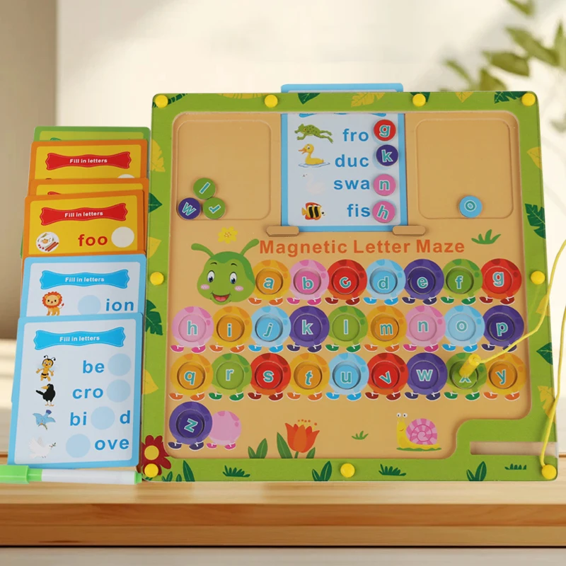 Красочный Магнитный Лабиринт С Алфавитом Деревянные Игрушки Монтессори