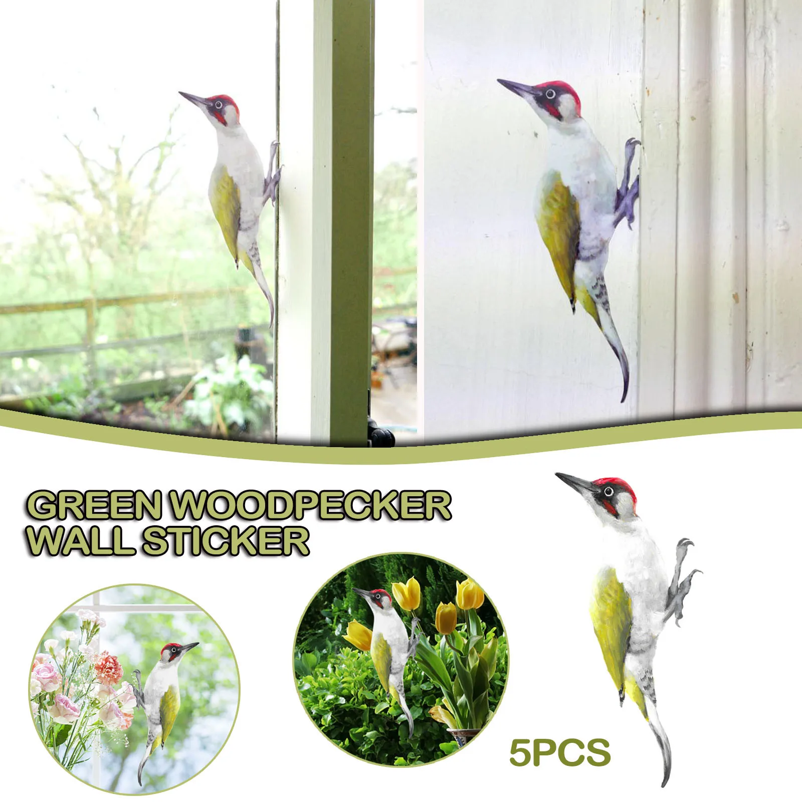

Stickers Simulation Green Woodpecker Wall Decal Sticker For Walls And Windows Woodland Indoor And Outdoor Decorative Wallpaper