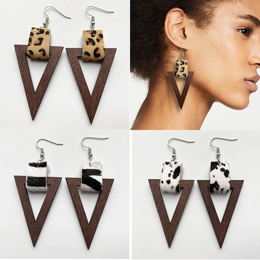 

Женские серьги из конского волоса с леопардовым принтом