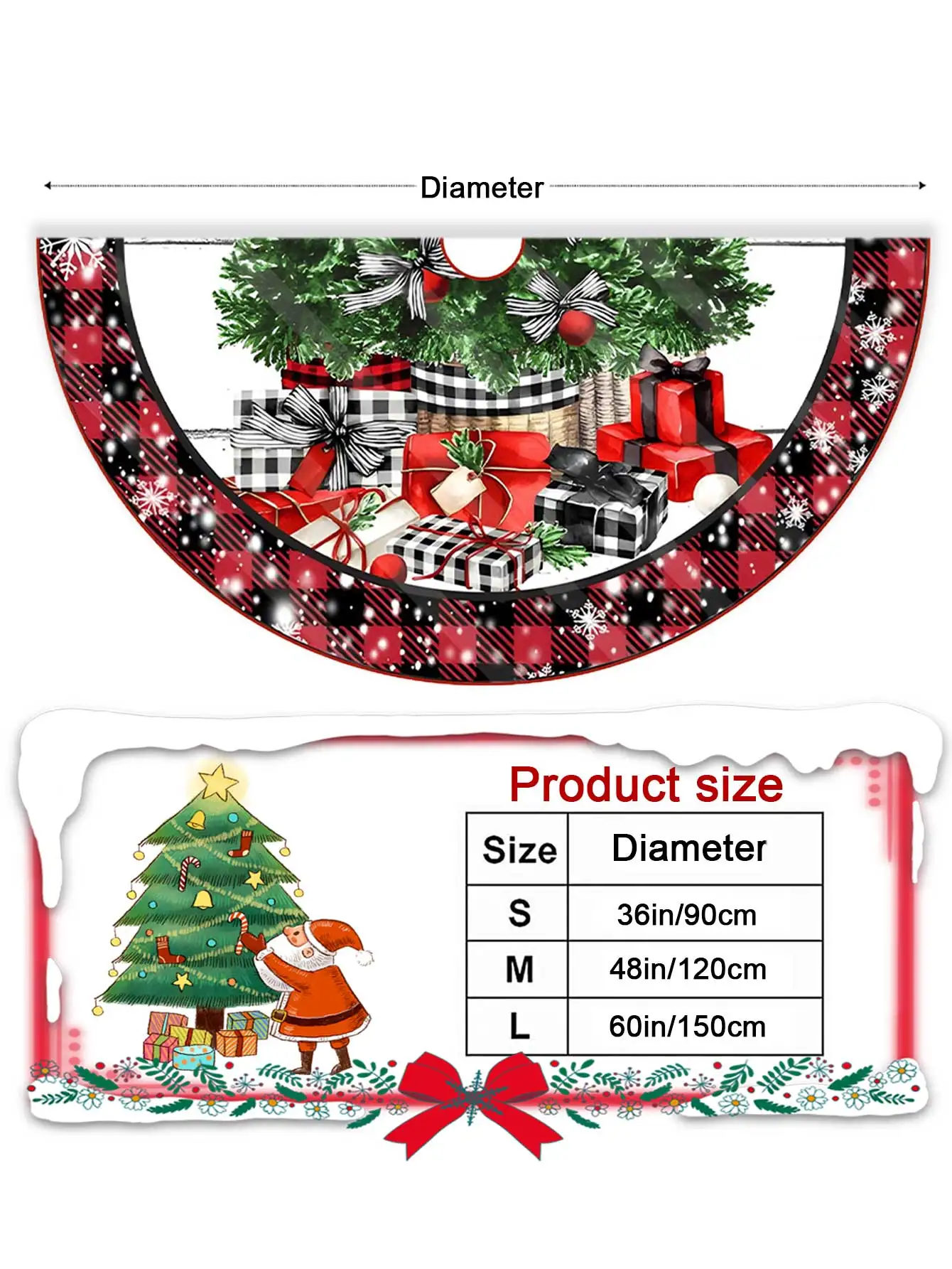 Юбка Для Рождественской Елки 36/48/60 Дюймов Красный Тканевый Стиль Фермерского