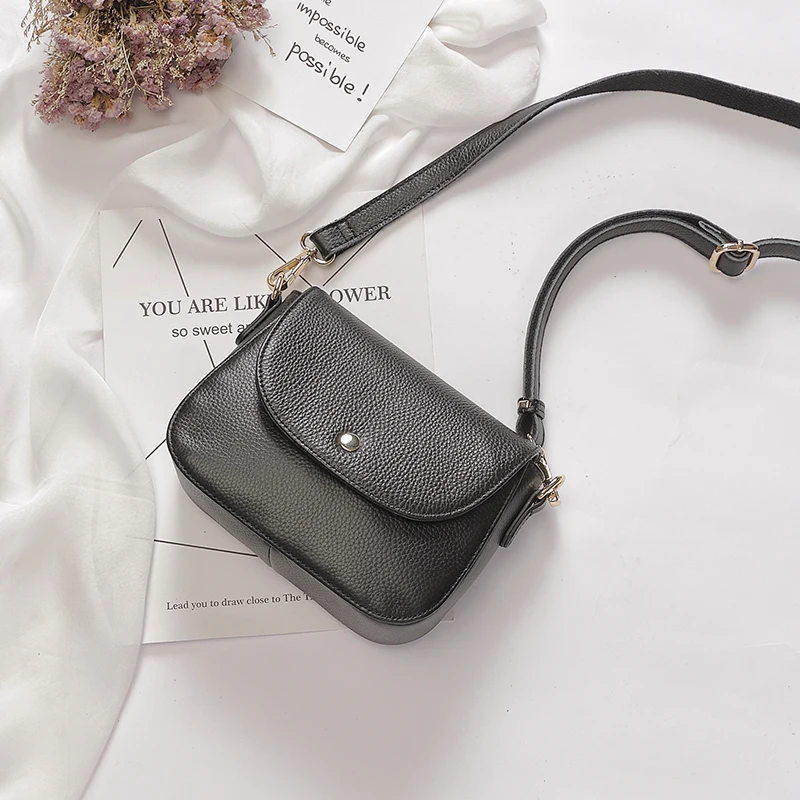 2023 Simple Fashion Small Shoulder Bags For Women Genuine Leather Handbags Excellent Cowhide Ladies Crossbody Flap Bag Purse
