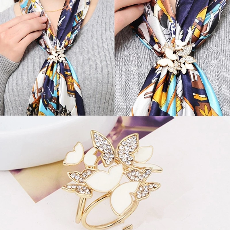 

Bohemia Butterfly Brooch Scarf Buckle Bouquet Colorful Rhinestone Scarf Clip For Women Boho Christmas Jewelry Gifts Brooch