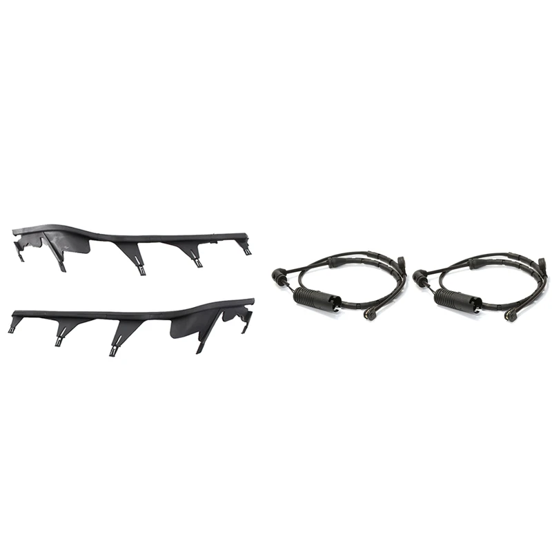

2X Car Front Upper Headlight Cover Strip Set & 2PCS Front And Rear Brake Pad Wear Sensors For Bmw 3 Series E46