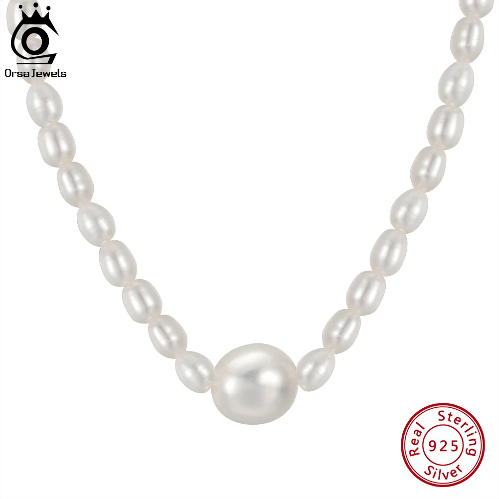 

ORSA JEWELS Genuine Cultured Freshwater Pearl Necklace Handmade High-Quality Baroque Pearls Chain for Women Party Jewelry GPN34