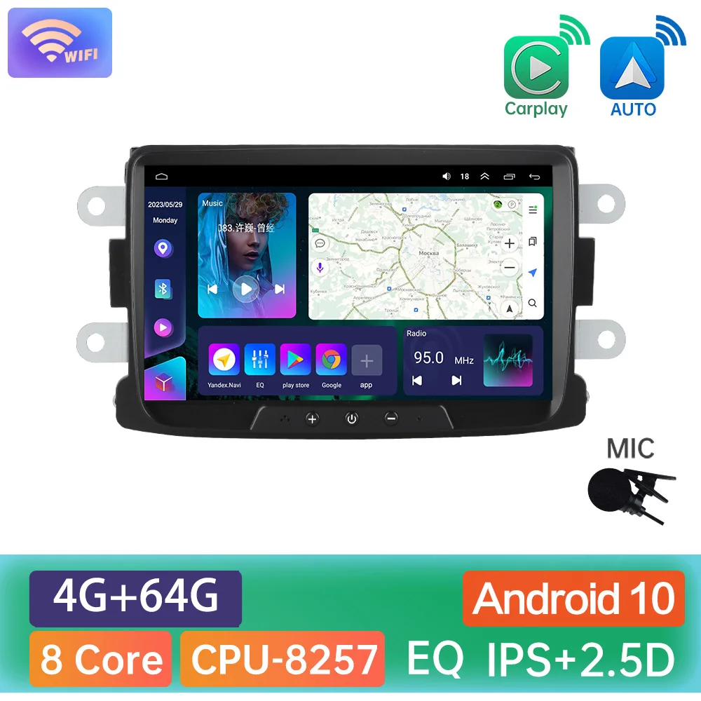 

Автомобильный радиоприемник Android 12, для Renault Dacia LOGAN sandero Duster Lodgy Lada Xray Captur Dokker, мультимедийный GPS 5G, Wi-Fi, Carplay AI 2Din