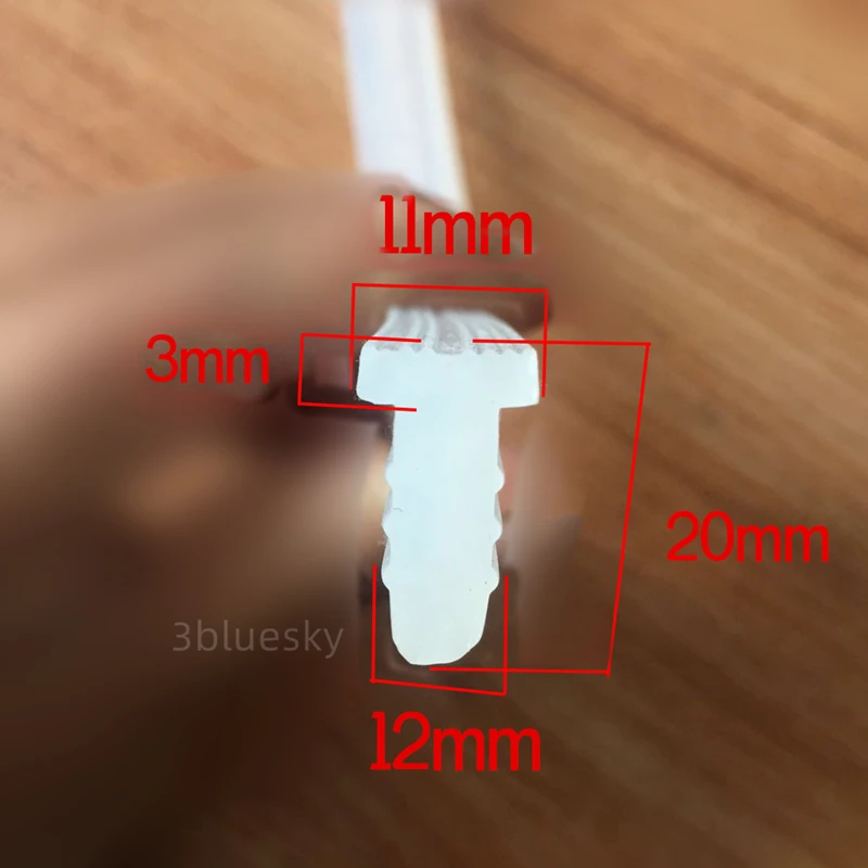 

Rubber T Strip for Machine Equipment Cable Solar Glass Metal Wood Panel Edge Encloser Shield Sealing 11 x 20mm Translucent