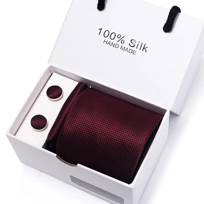 

Мужской галстук винно-синий в полоску клетчатый Свадебный галстук для мужчин Запонки Hanky шелковый галстук для шеи аксессуары для делового костюма