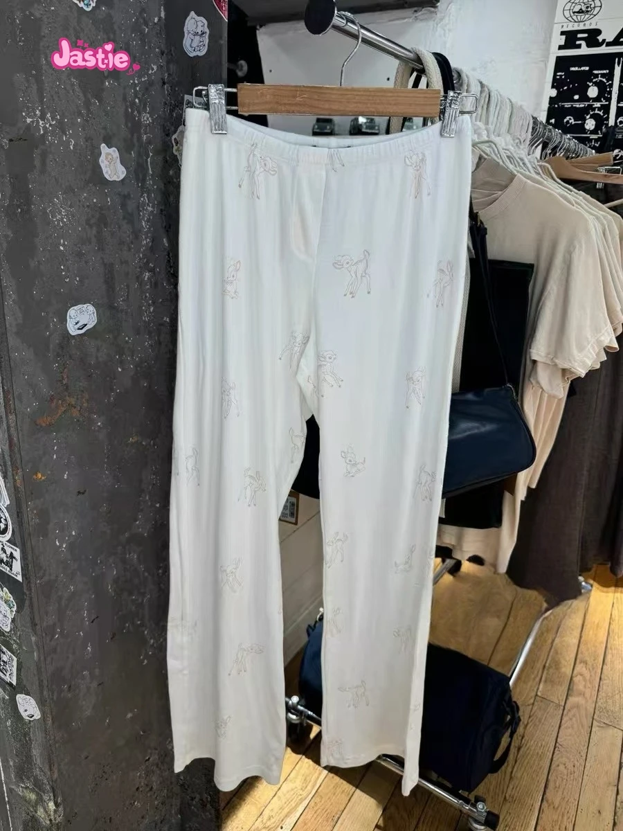 Милая домашняя одежда для сна с принтом оленя женские брюки эластичной завязкой