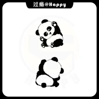 2 pieces panda tattoo stickers dark korean ins style simple black cute animal patternwaterproof female tattoo stickers