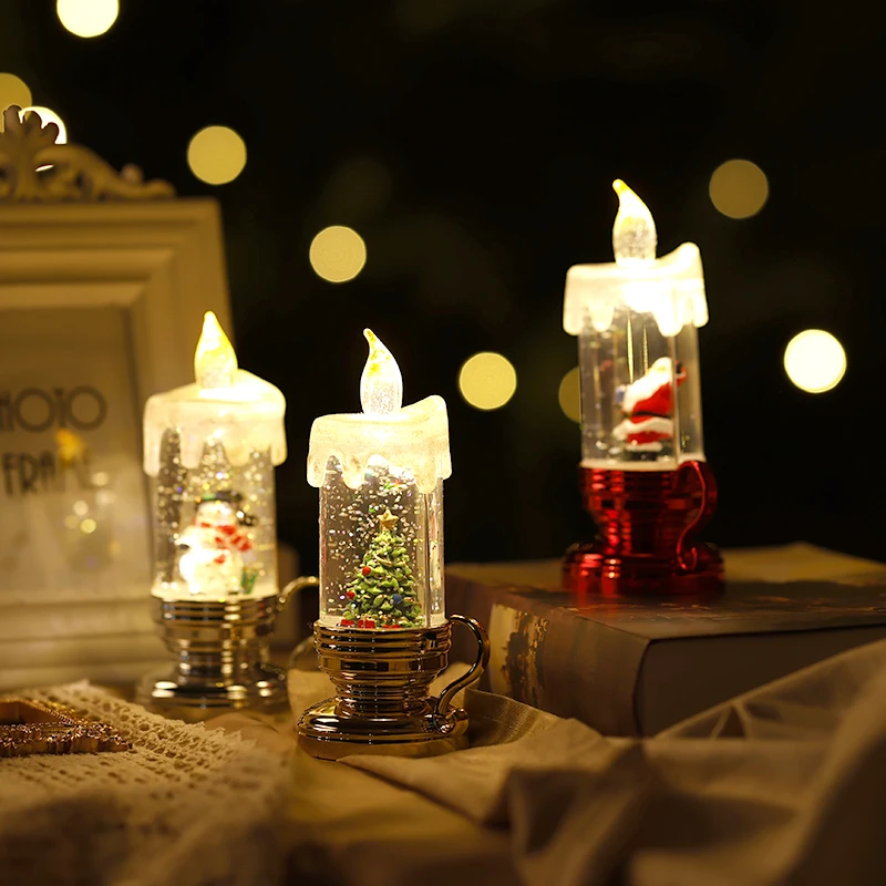 

Flameless Led Candle with Base Christmas Tree Creative Wishing Led Light Flameless Candle Halloween Christmas Decor Candle Light