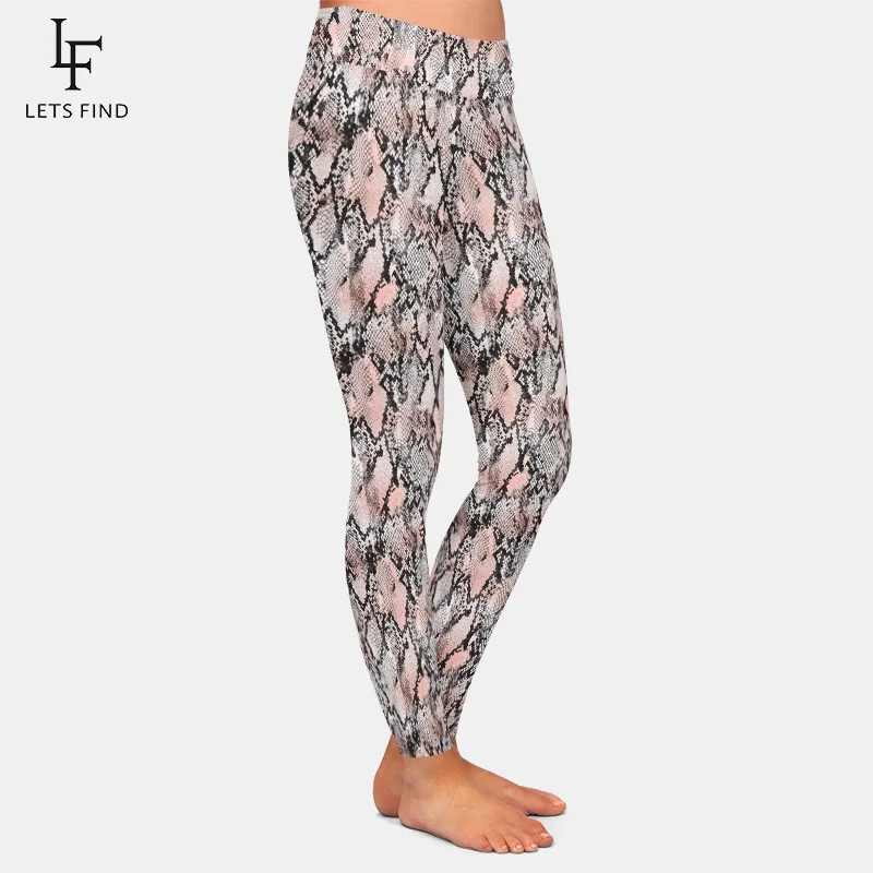 LETSFIND Sexy 3D Snake Skin Pattern Digital Printing Women Leggings New High Waist Soft Slim Fitness Leggings