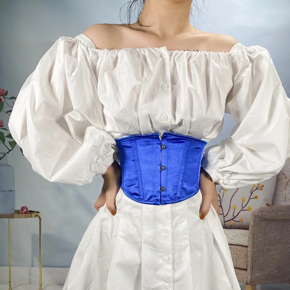 

Summer Dress Decoration Belt Satin Brocade Waist Slimming Cincher Girdle Front 3 Busk Gothic Gorset Fish Boned Korsett Korset