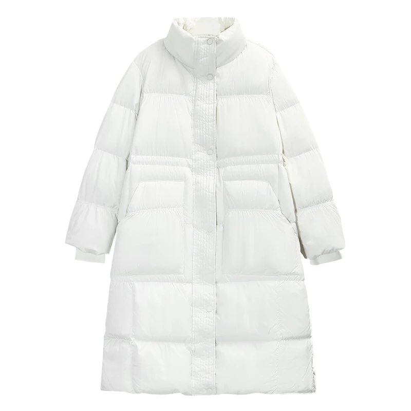 

Women Winter Coat Stand Collar White/Grey Duck Down Women Warm Long Jacket Coat Women Coat Casaco Feminino Loose Parkas