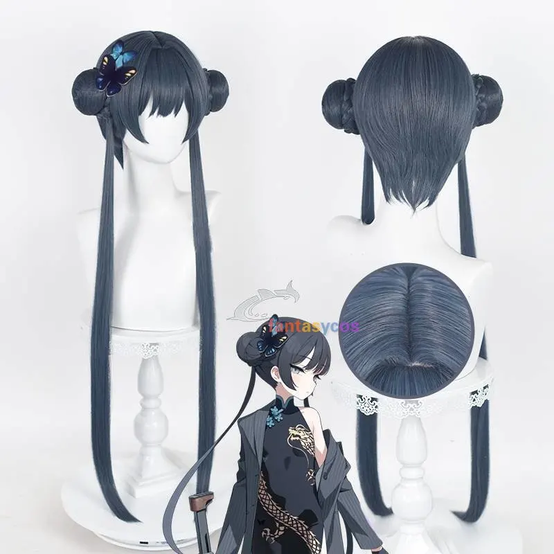 

Kisaki Cosplay Wigs Blue Archive Kisaki 80cm Women Long Straight Dark Blue Ponytail Wig Heat Resistant for Halloween Role Play