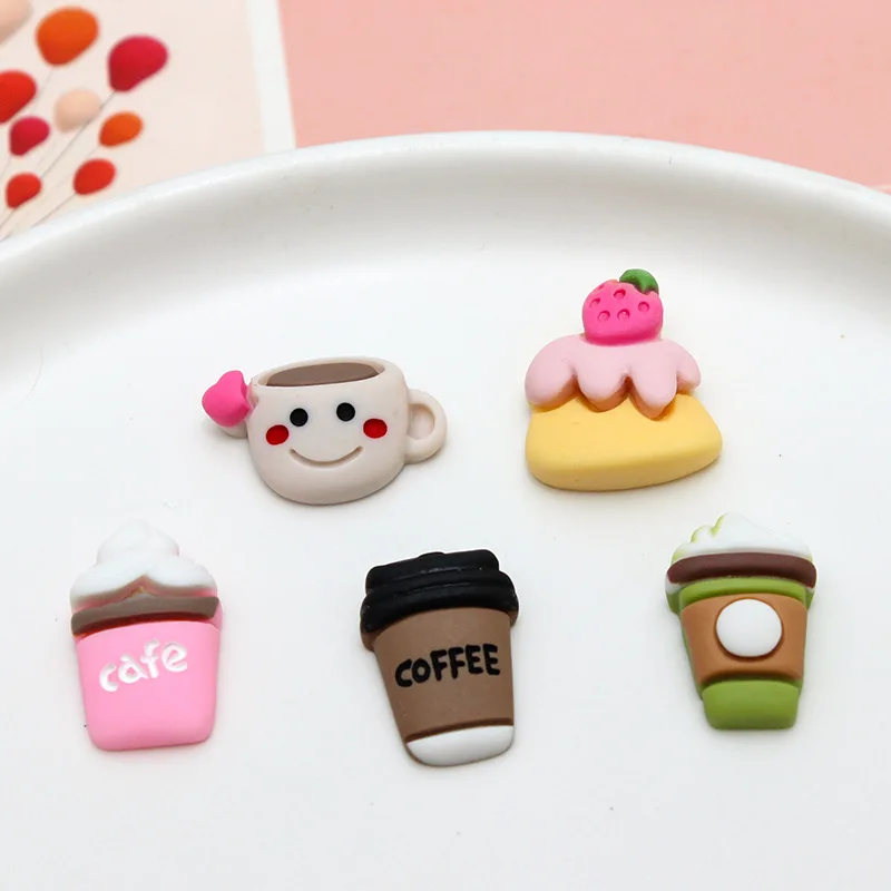 

20 шт. симпатичная мультяшная чашка кофейный торт крем клей заколка для волос пластырь чехол для телефона Diy аксессуары ручной работы