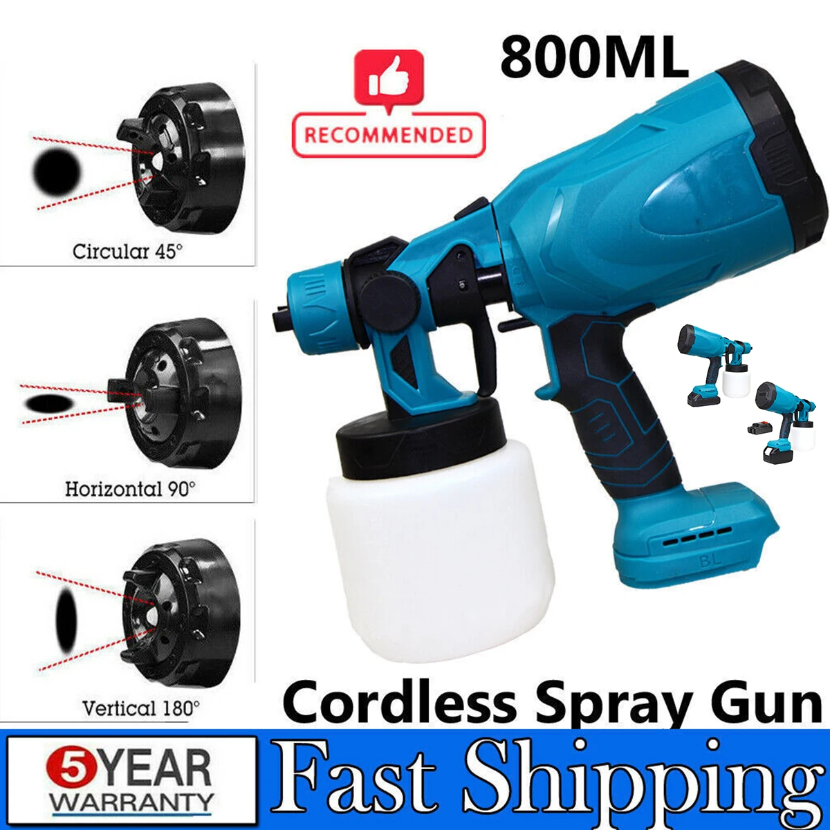 Электрический беспроводной распылитель краски 800 мл Аэрограф для покрытия