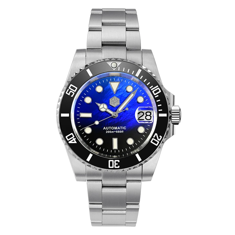 

San Martin Mens Diver Watches Luxury Automatic Mechanical Wristwatch Retro Sapphire 200M Waterproof BGW9 Luminous MOP Dial NH35