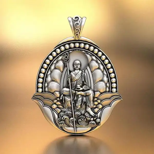 

National Tide Retro Tibetan King Bodhisattva Pendant Male Necklace Buddha Statue Pendant Tibetan Buddha Tag To Send To Friends