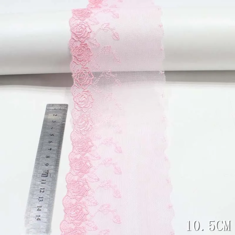 28 ярдов Вышивка Тюль кружевная отделка вышитые сетчатые кружевные отделки DIY Швейные аксессуары розовое кружево для бюстгальтера нижнего белья