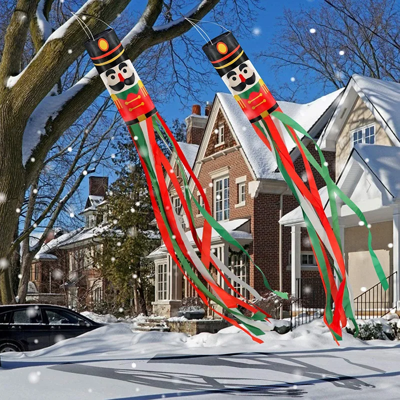 

Рождественские гайкеры, ветрозащитный флаг, Рождественское украшение, входная дверь, двор, крыльцо, патио, дерево, газон, сад, праздничное украшение для вечеринки