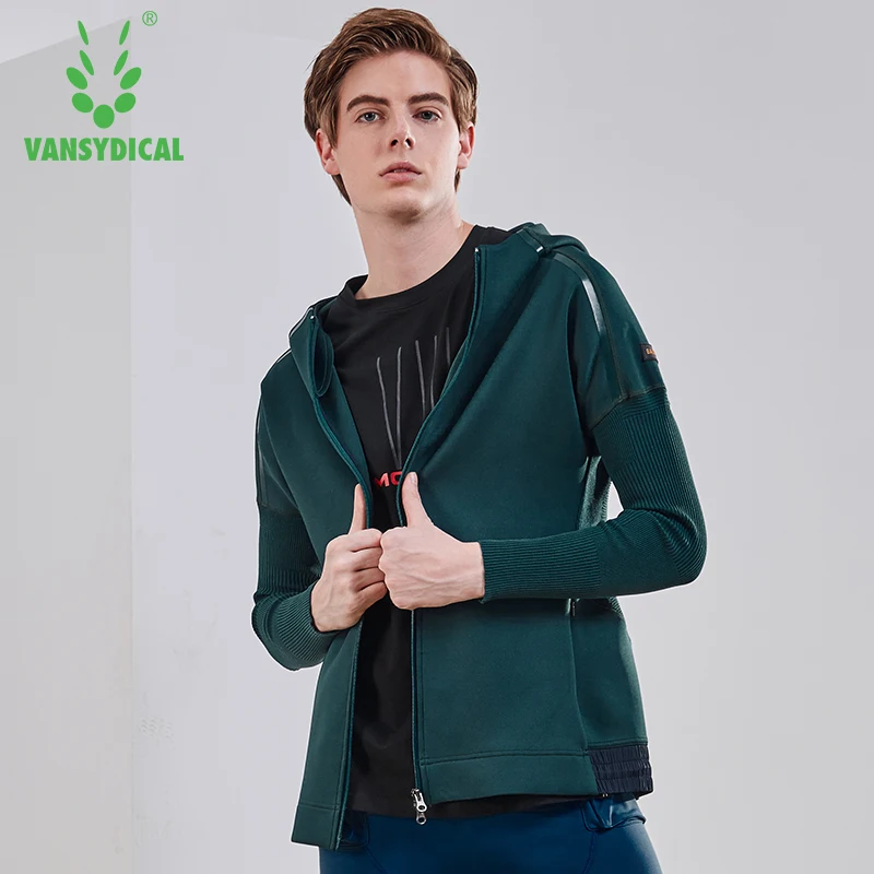 

VANSYDICAL куртка для бега для мужчин Лоскутная с длинным рукавом с капюшоном Acitve Спортивная одежда для мужчин спортивная одежда быстросохнущая...