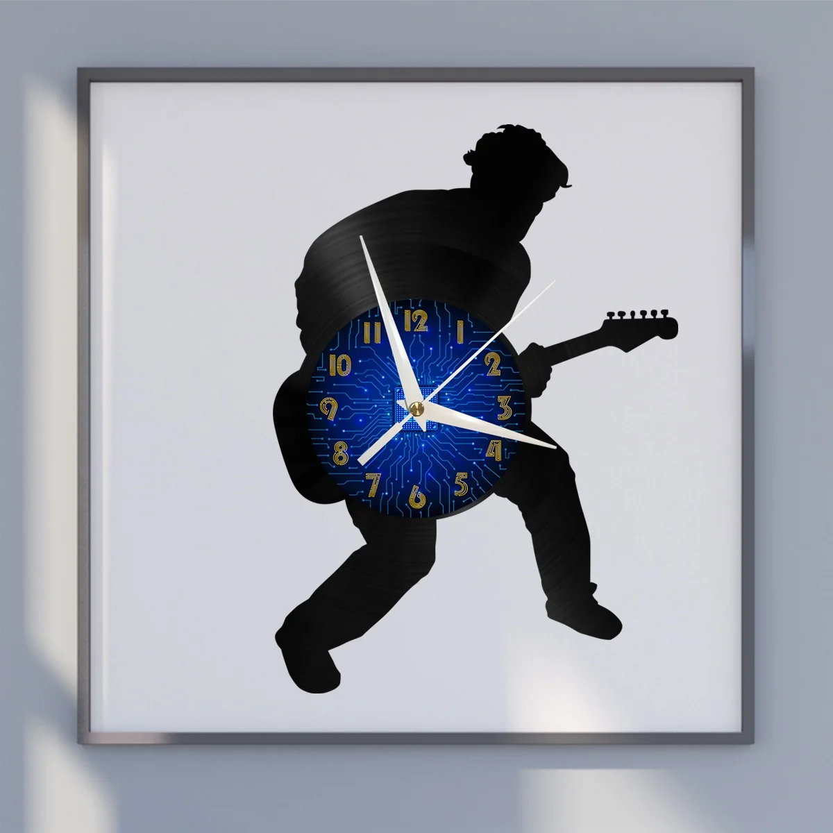 

Guitar Man Vinyl Wall Clock, Vinyl Record Clock Wall Art Silent & Non-ticking