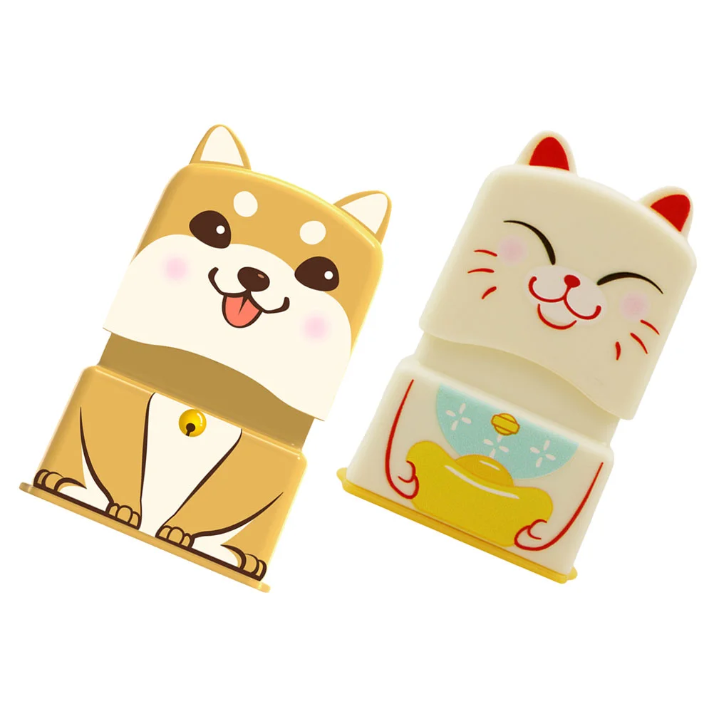 

2 Pcs Name Stamp Kids Clothes Cartoon Stamper Sticker Toy Plastic Seals Child