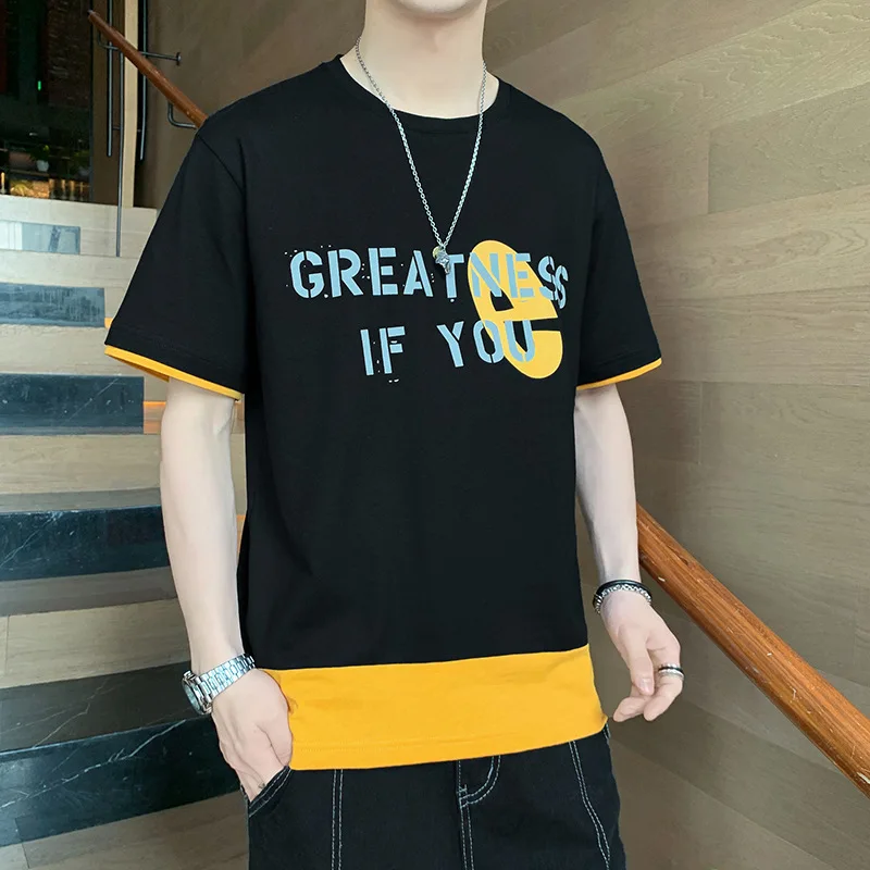 

Новинка лета 2022, Мужская футболка с коротким рукавом, хлопковая Молодежная модная одежда с коротким рукавом