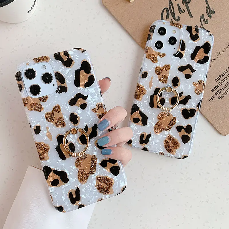 

Leopard Print Stand Holder Phone Case For iPhone 13 12 11Pro Max XR XS Max X 7 8 Plus SE 2 12Pro 12Max 12 Dream Shell Back Cover