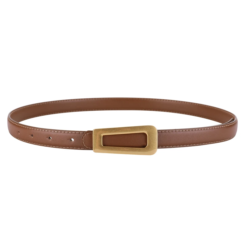 Hot Selling Belt Ladies Rectangular Smooth Buckle Cowhide Belt Women's Casual All-match Decorative Korean Leather Belt Ladies